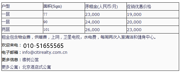  橡树公馆酒店式公寓特价